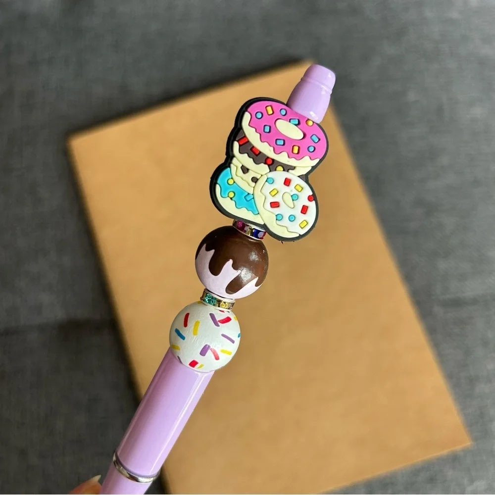 Handcrafted Doughnut Theme Pen + Kraft Journal Notebook (DONUT STACK - PURPLE